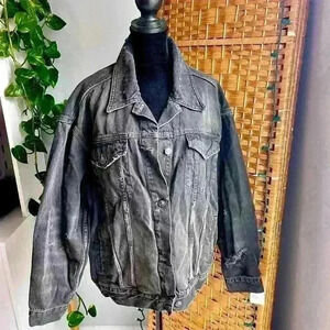 NWT We The Free Black Distressed Denim Jacket